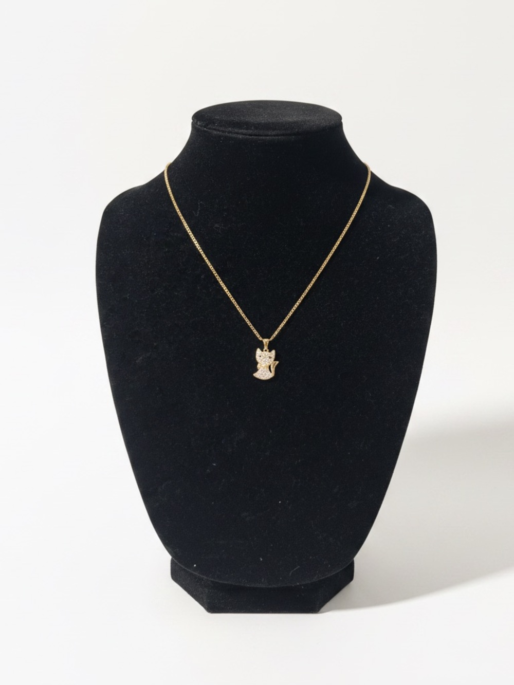 Gold Cat Pendant Necklace 20inch - Elegant Women's Jewelry